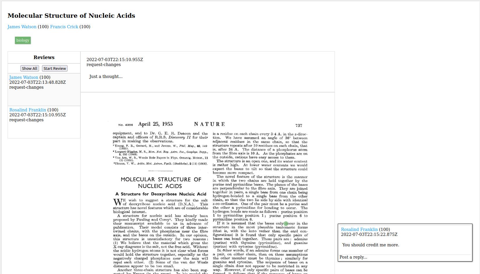 Screenshot of Scientific Publishing Web Platform